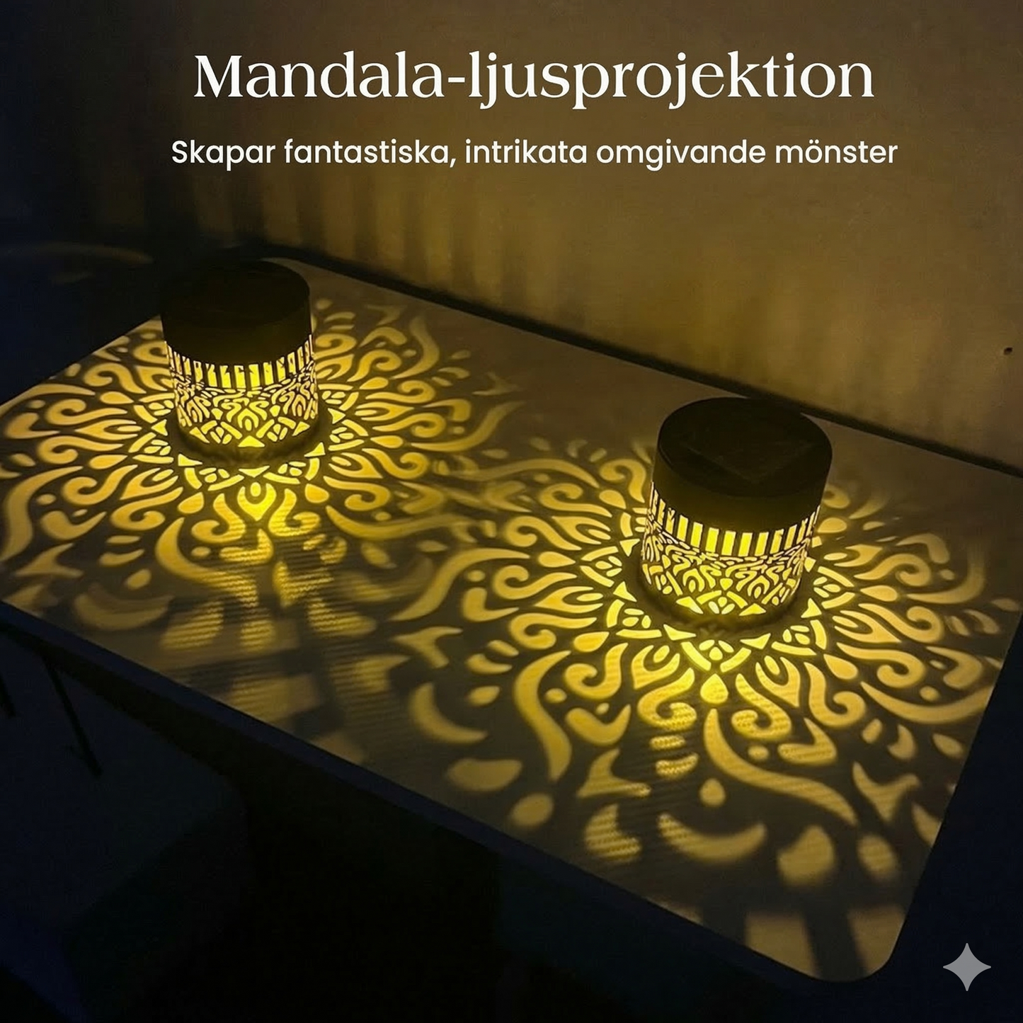Solcellsdriven Mandalalampa i Metall – 2-i-1 Design