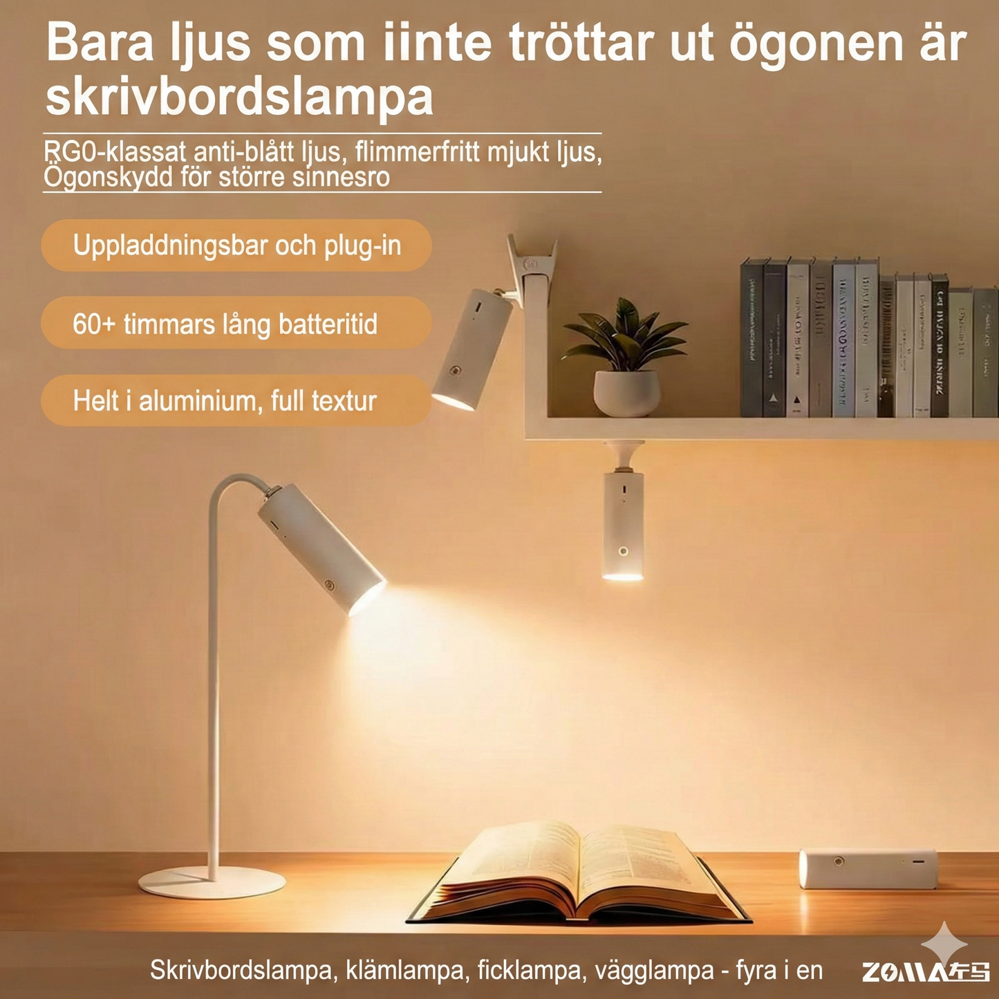 Portabel Sänglampa & Garderobsbelysning – Inga Sladdar