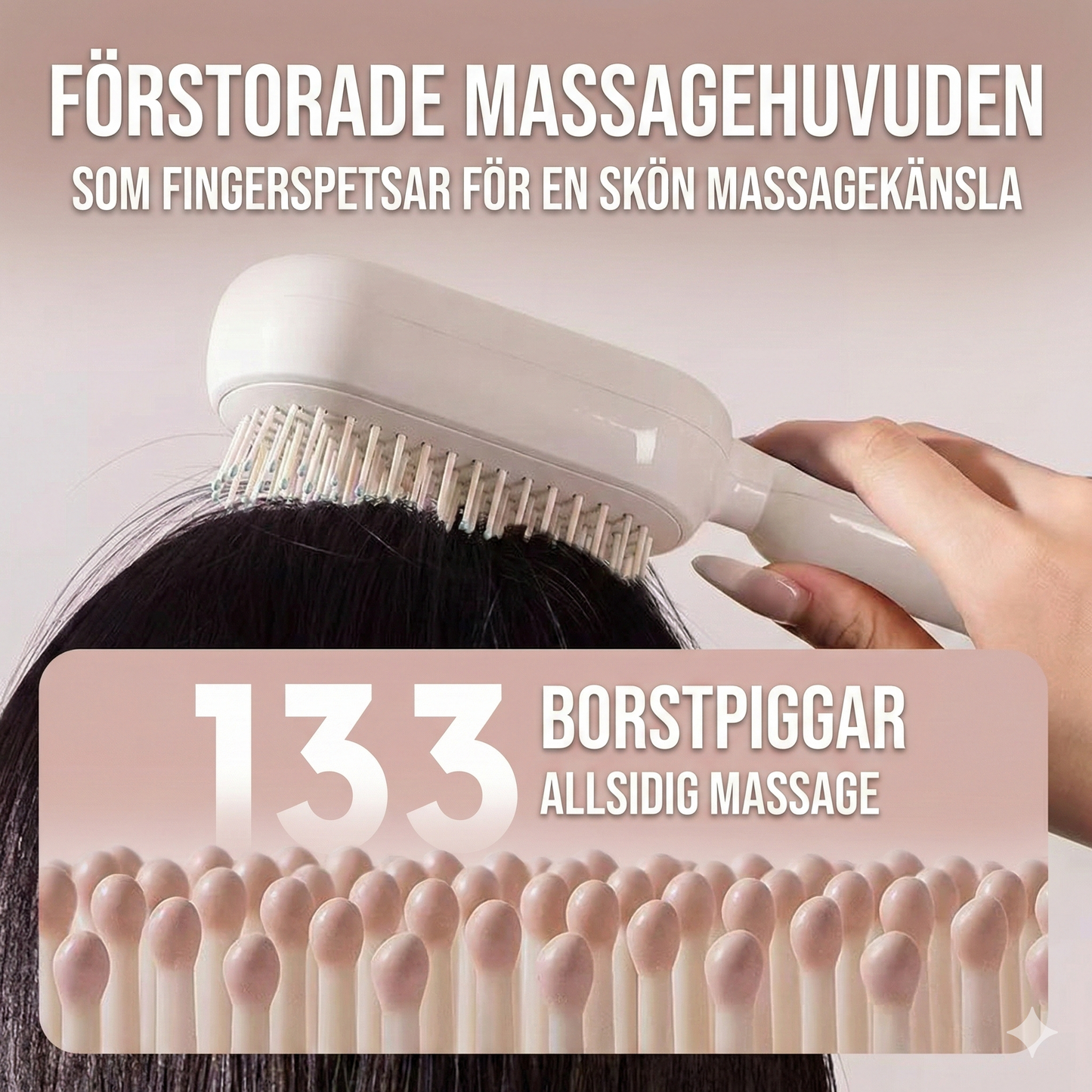 Självrengörande kuddekam – rengöring med en knapptryckning