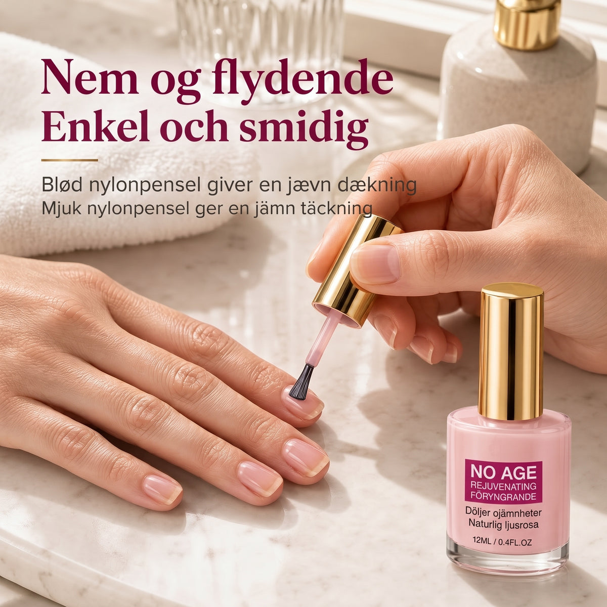 Nude Rosa Nagelstärkare med Optisk Utslätning och Hög Glans