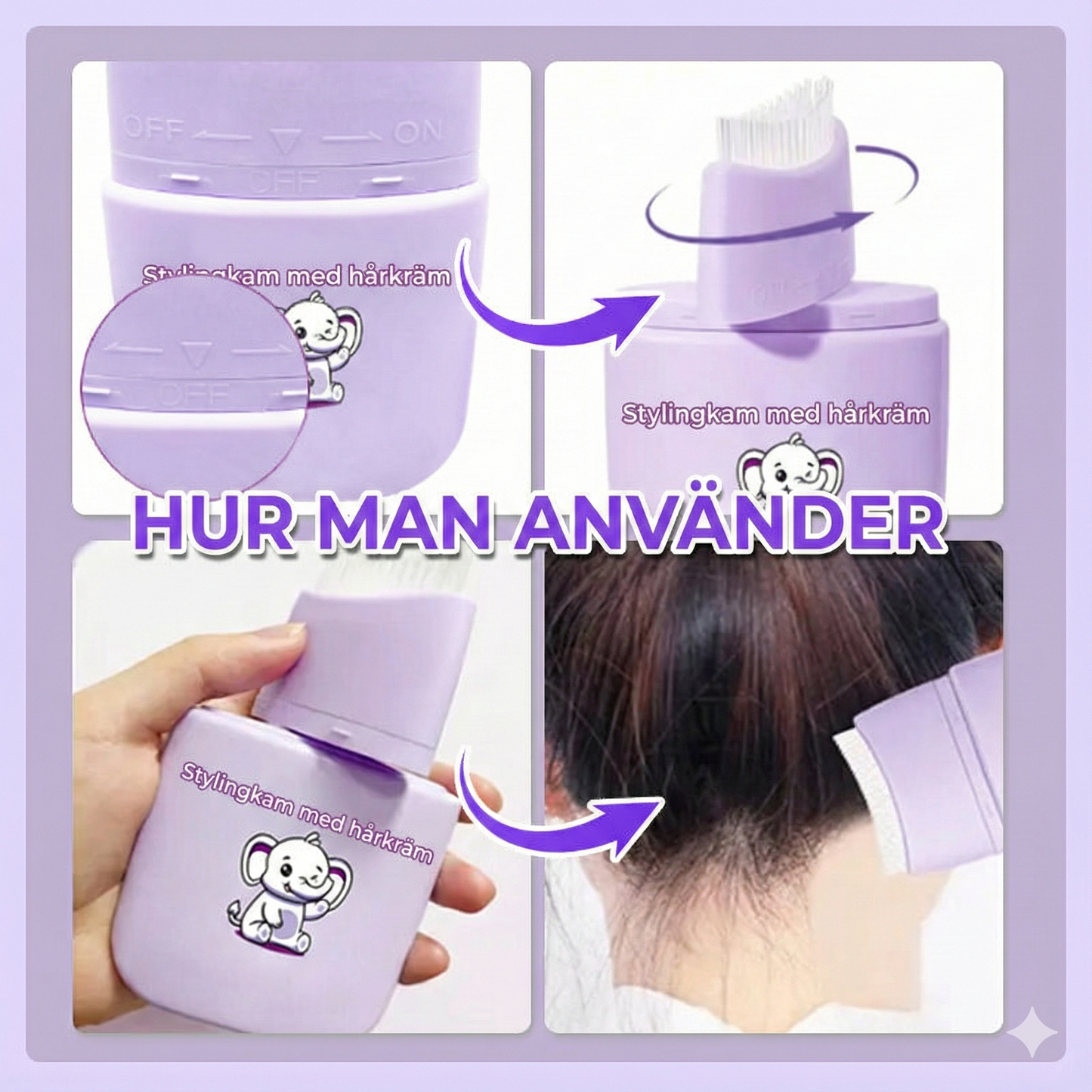 2-i-1 Stylingkam med Integrerad Hårkräm för Enkel Hårstyling