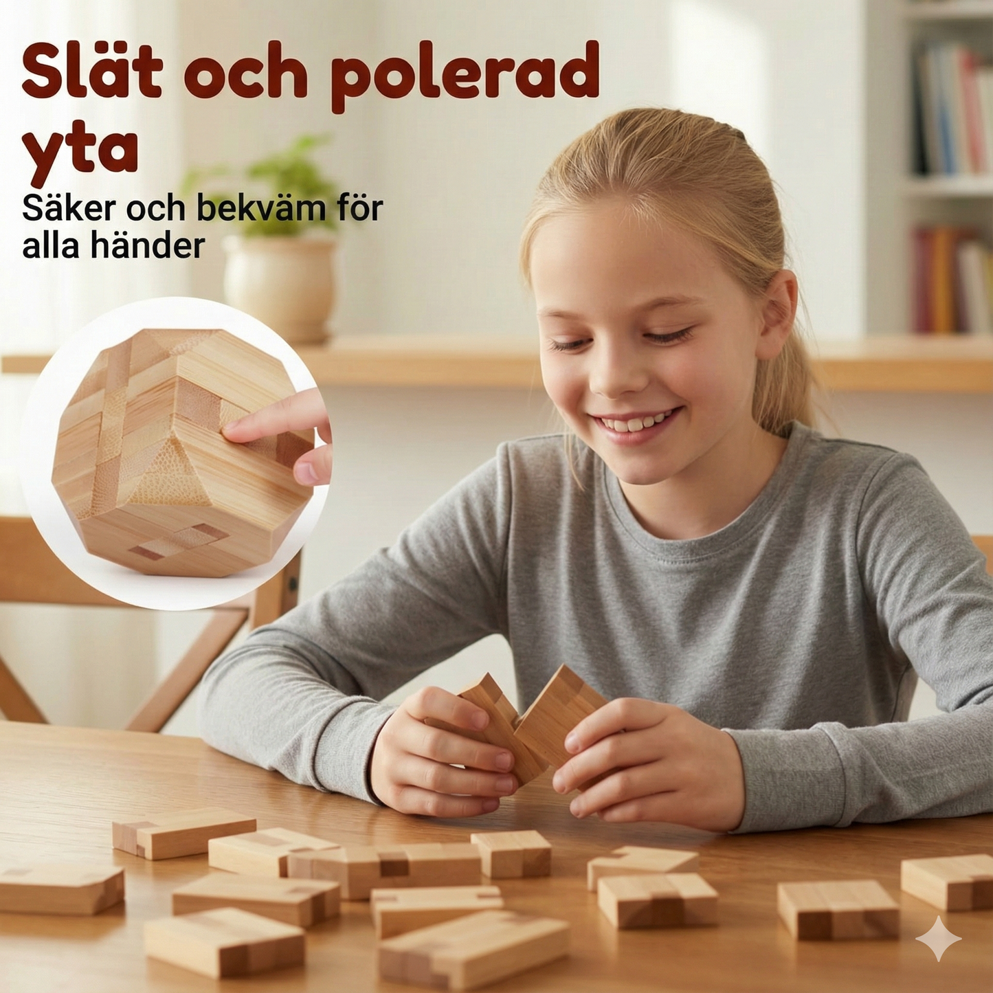 Klassiskt 3D-Träpussel för Hjärngympa & Logik