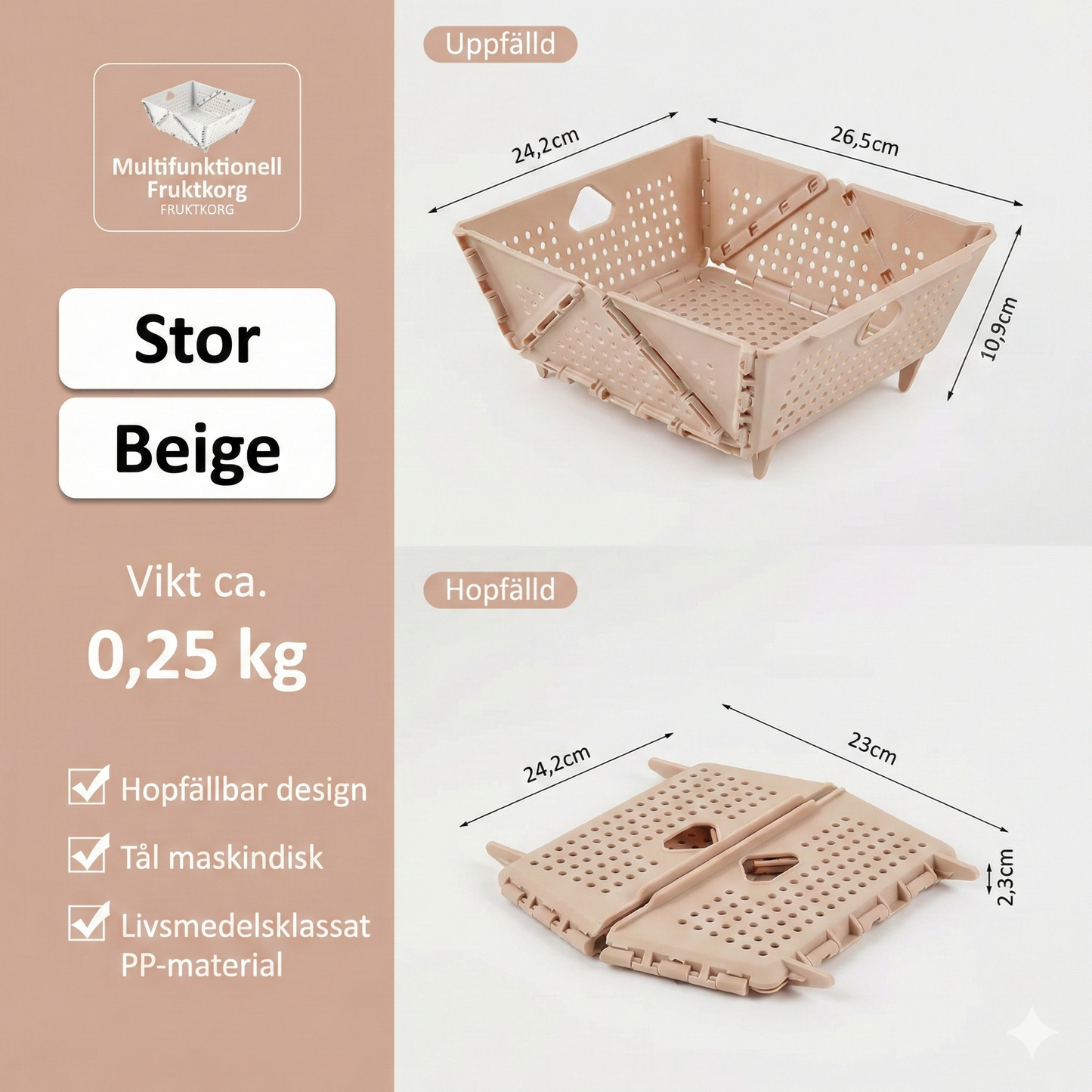 Hopfällbar Förvaringskorg för Kök och Hem