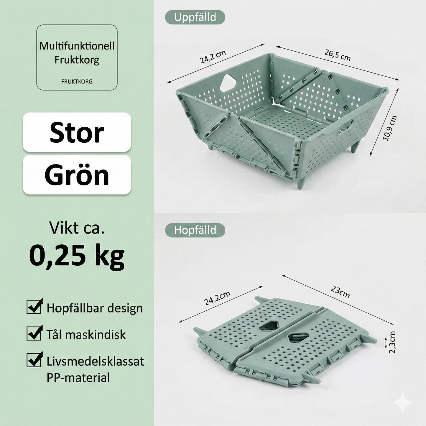 Hopfällbar Förvaringskorg för Kök och Hem
