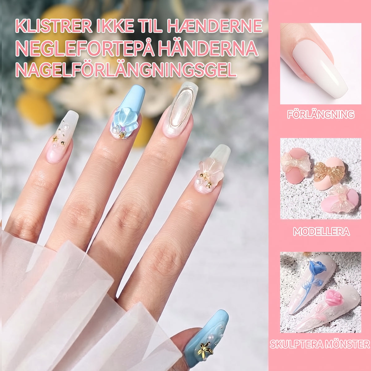 Formbar Nagelgel (15 ml) – Perfekt för Nagelförlängning och 3D-Nagelkonst