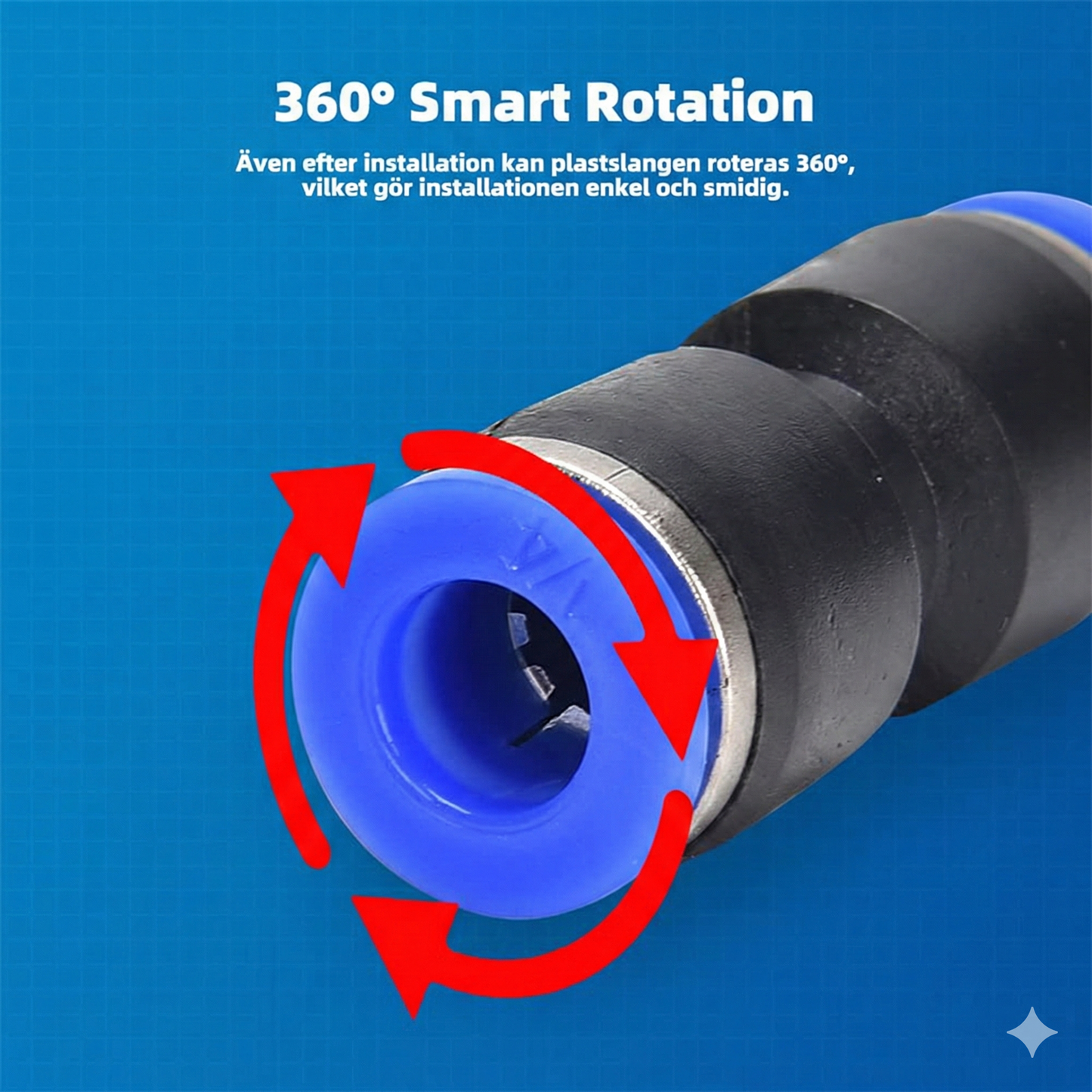 Push-in Luftkopplingar 1/4" – 360° Roterbar & Verktygsfri