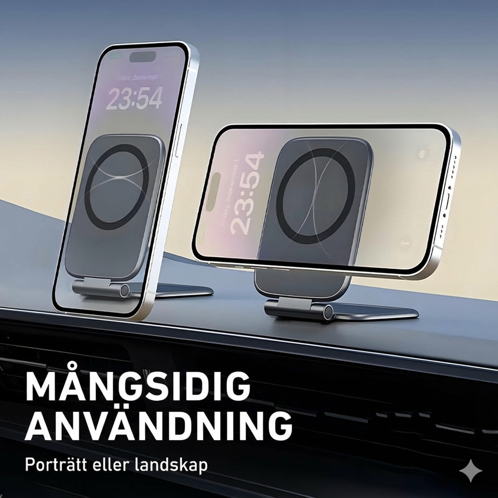 Magnetisk Bilhållare för Mobil med 270° Rotation & Antivibration