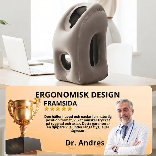 Bärbar uppblåsbar ergonomisk reskudde – 360° nackstöd & 45° perfekt vinkel för resan