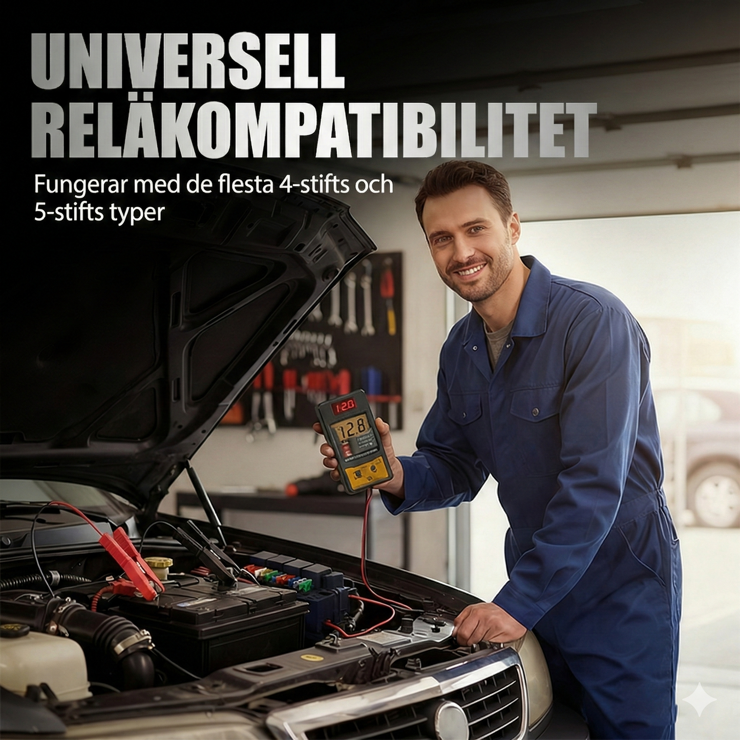 Digital Relätestare för Bil – LED-indikator & Krokodilklämmor