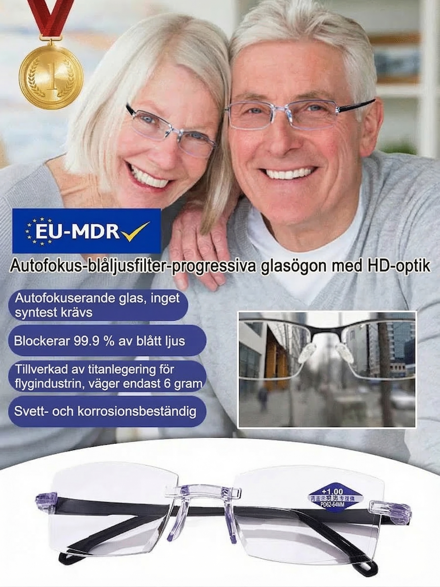 Multifokala Läsglasögon med Automatisk Styrka