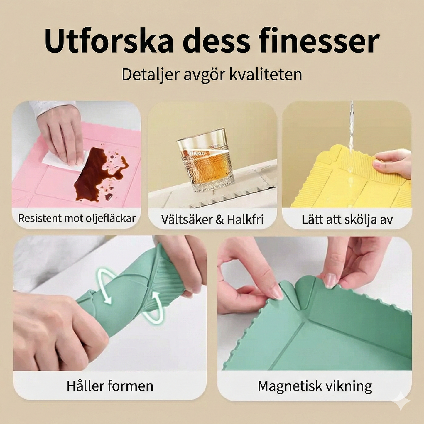 Vikbart Grytunderlägg i Silikon – Värmetåligt