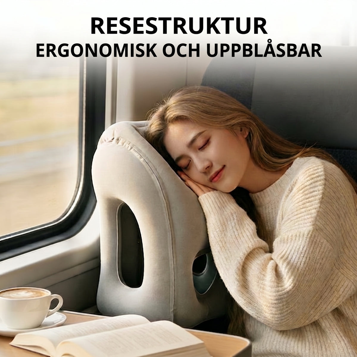 Bärbar uppblåsbar ergonomisk reskudde – 360° nackstöd & 45° perfekt vinkel för resan