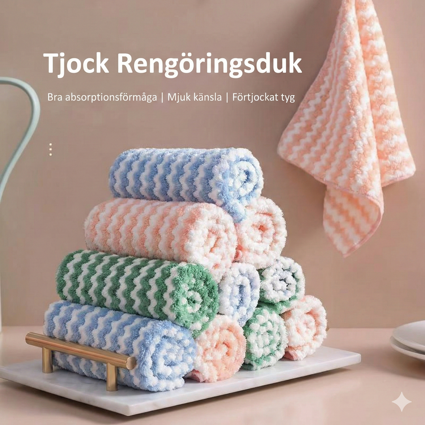Dubbelsidig Diskduk i Korallfleece – Superabsorberande