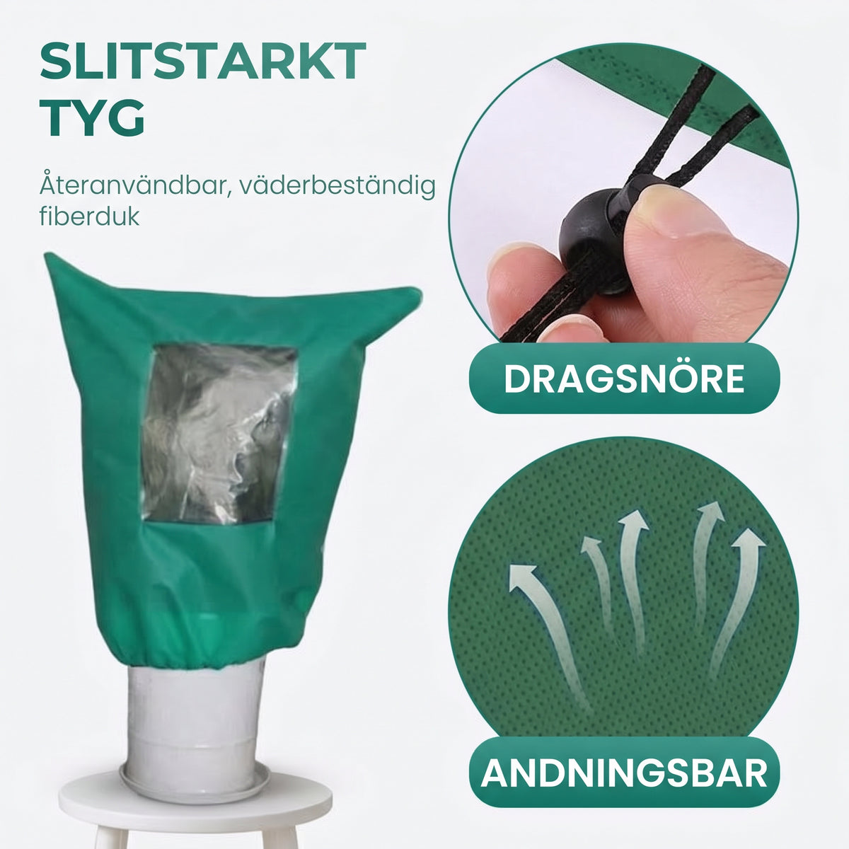 Vinteröverdrag för växter med dragkedja och dragsko – Frostsäkert, transparent fönster och robust design – Perfekt för fruktträd, grönsaker och krukväxter