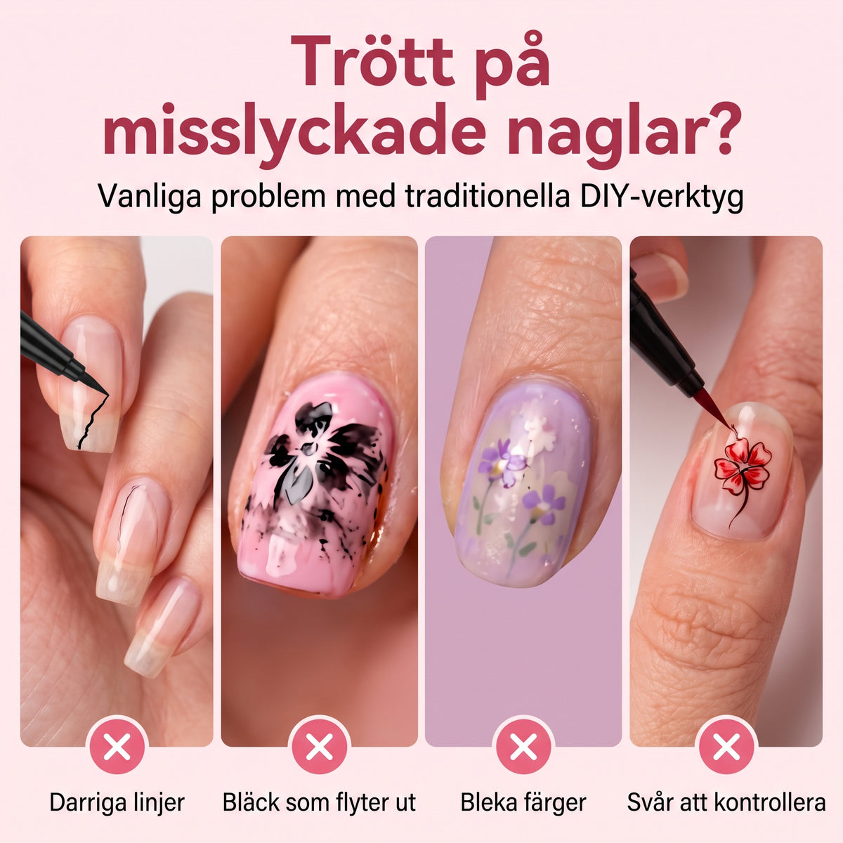 24-färgers nagelkonstpennor med dubbla spetsar – Perfekta för detaljer och mönster