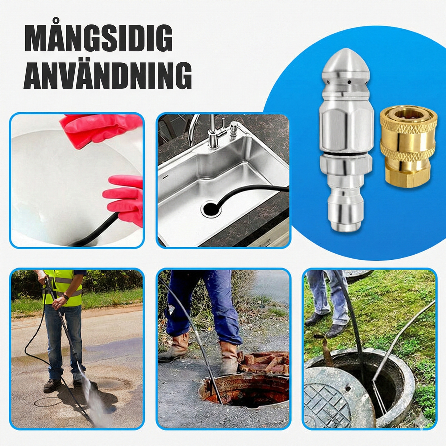 Professionellt Högtrycksmunstycke för Avloppsrensning