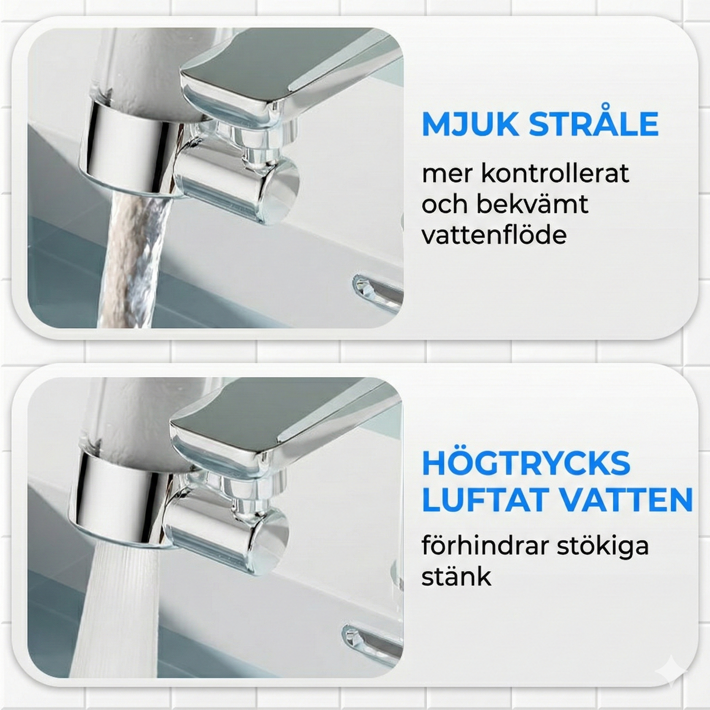 Universellt Kranmunstycke med Filter – 720° Roterbart