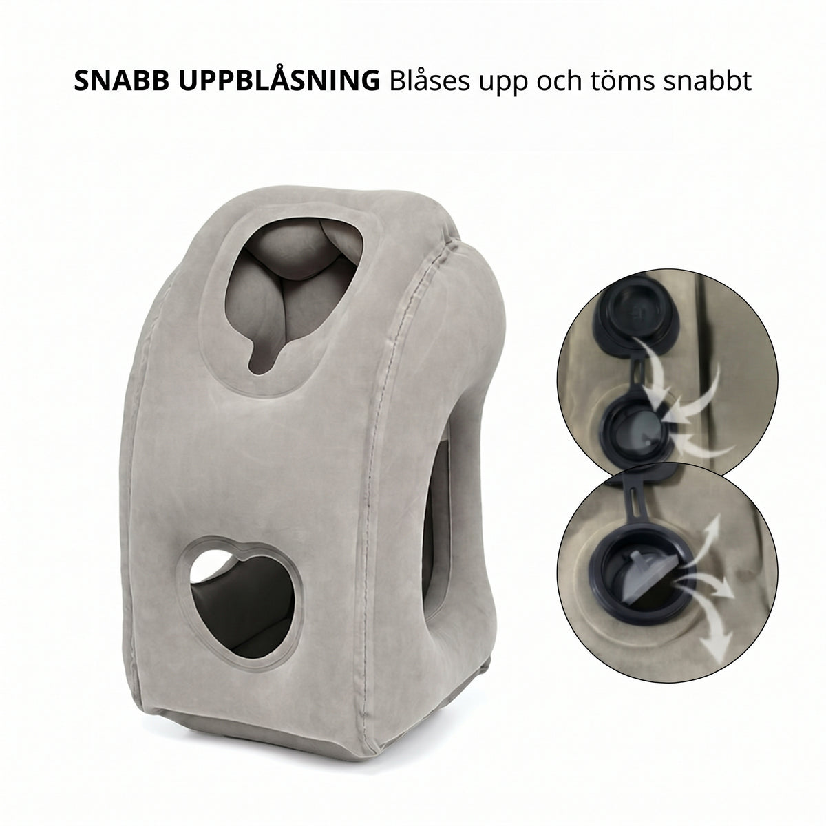 Bärbar uppblåsbar ergonomisk reskudde – 360° nackstöd & 45° perfekt vinkel för resan