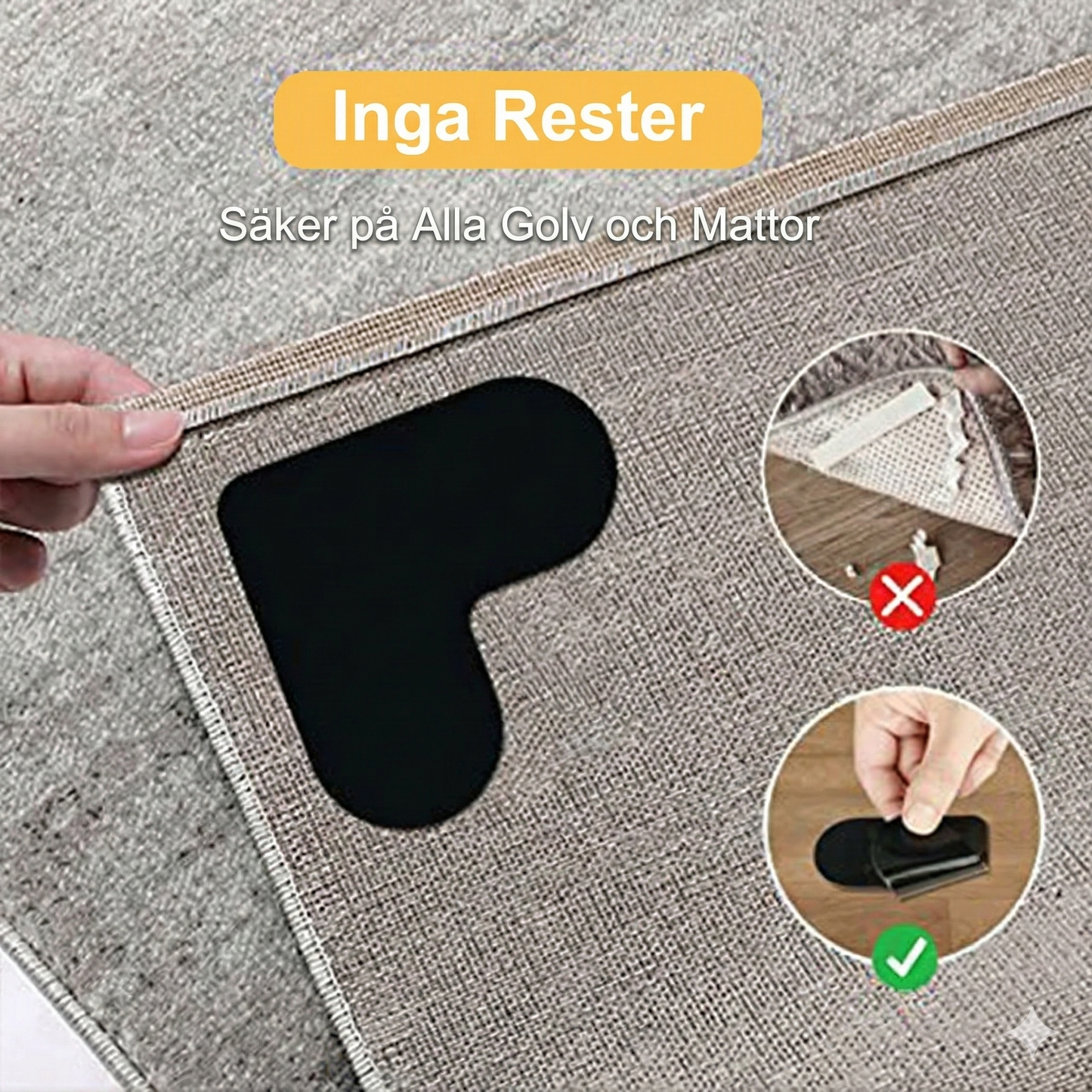 Tvättbara och Återanvändbara Anti-halk Mattgrepp för Hörn