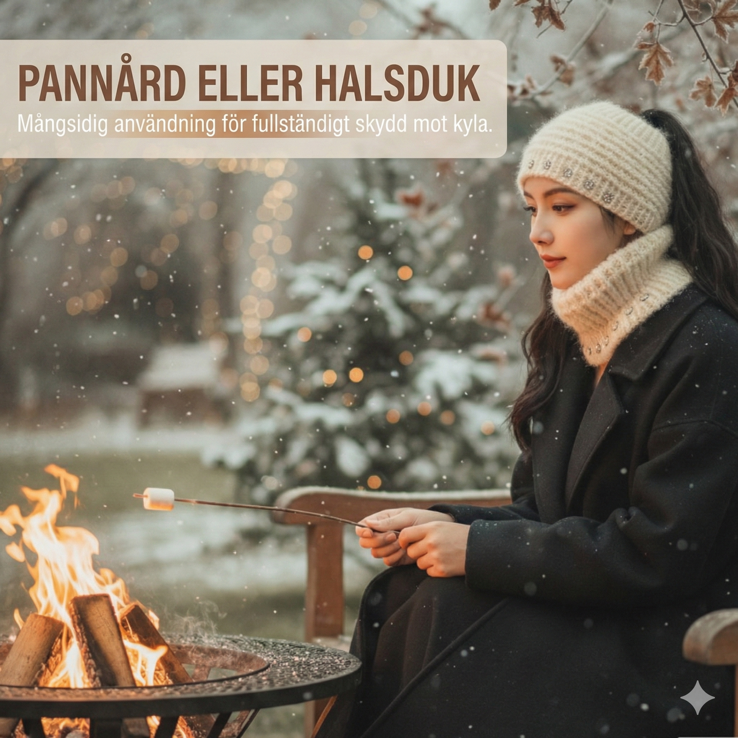 Stickat Pannband med Blommiga Detaljer – Värmande & Mångsidigt