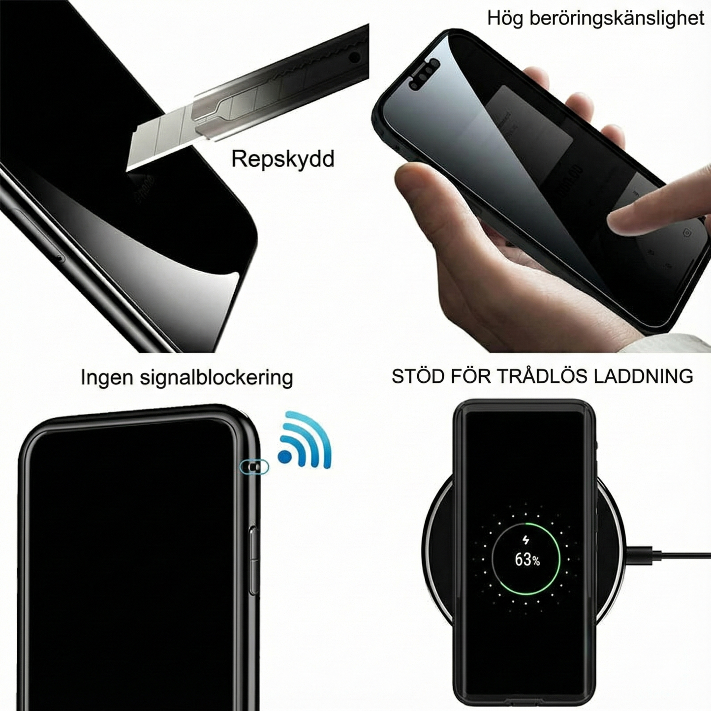 Magnetiskt 360° Skal för Mobiltelefon – Dubbelsidigt Glas & Anti-Spy