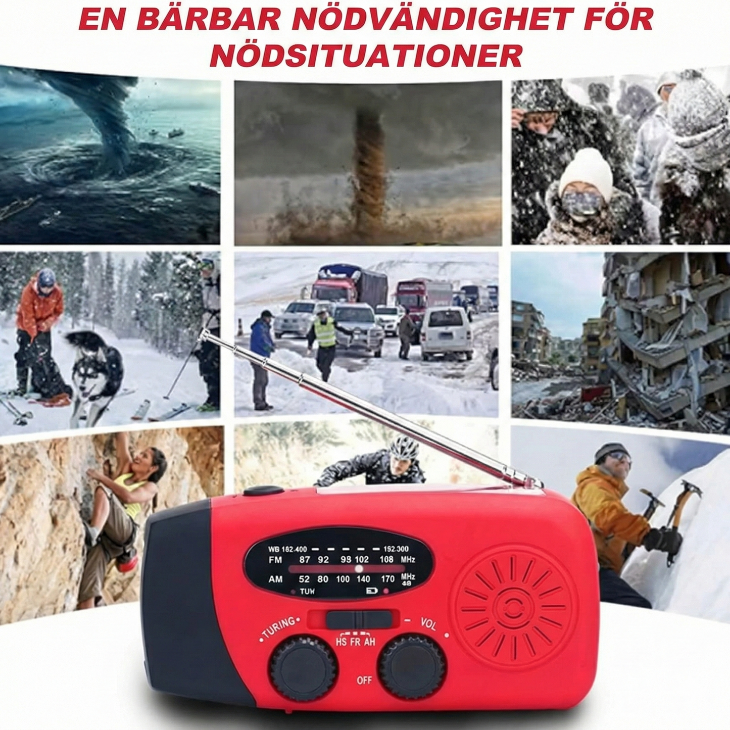 Kompakt Vevradio med Powerbank – För Krishantering