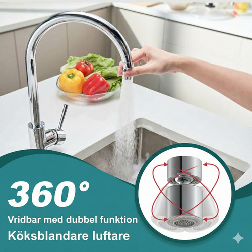 Roterbart Kranmunstycke i Koppar med Två Strållägen och Inbyggt Filter