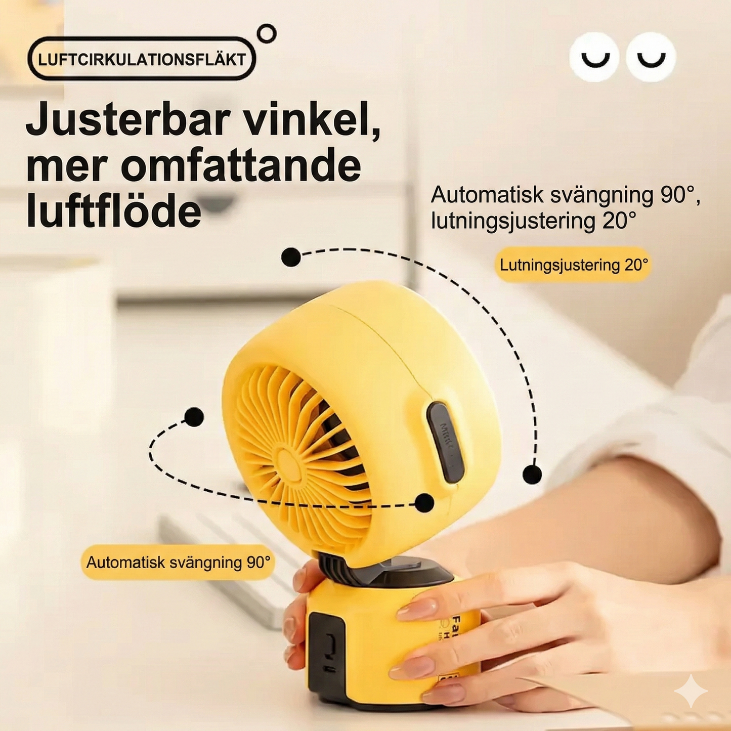 Skrivbordsfläkt med Fill Light – För Kontor & Sovsal