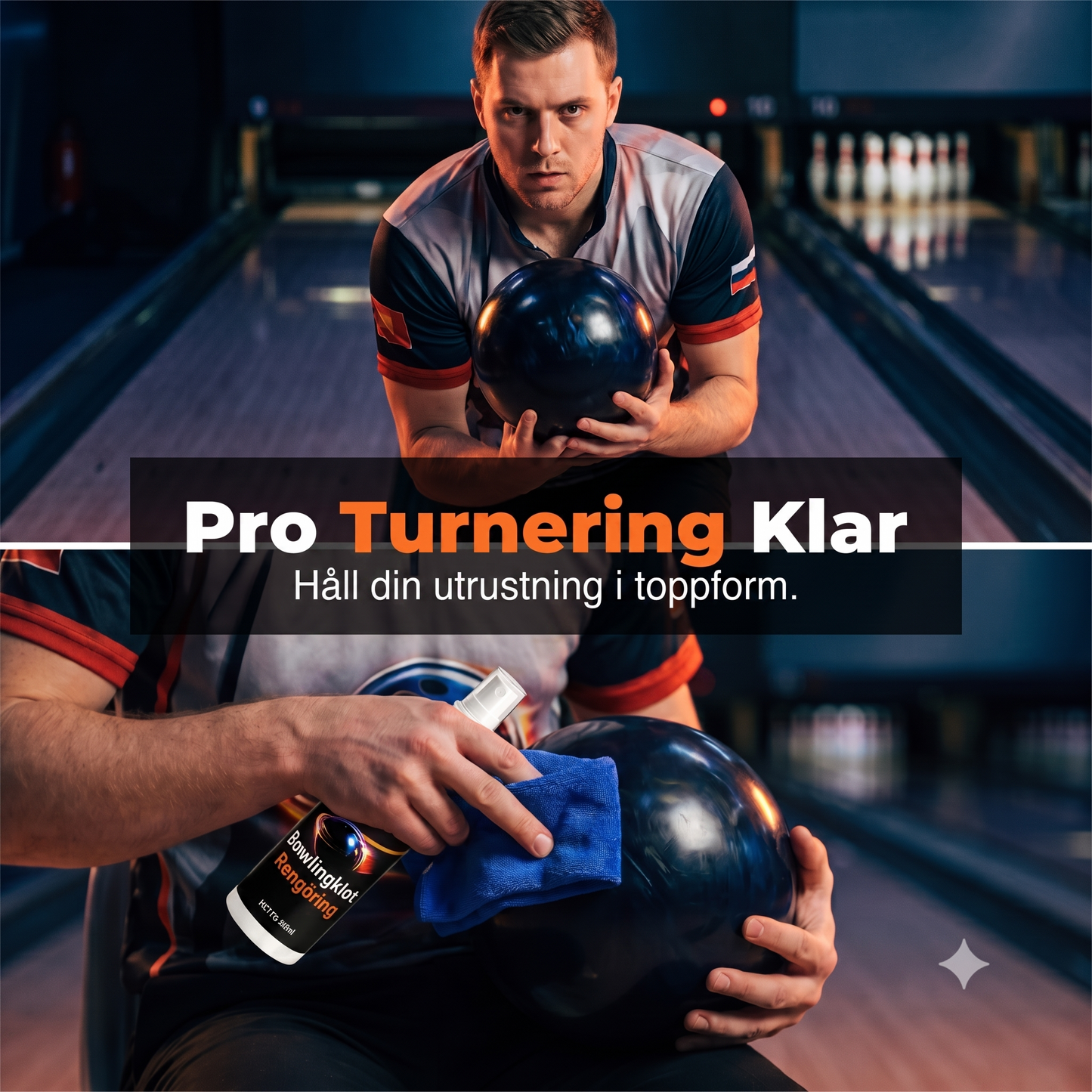 Professionell oljelösande rengöringsspray för bärbara bowlingklot med absorberande trasa