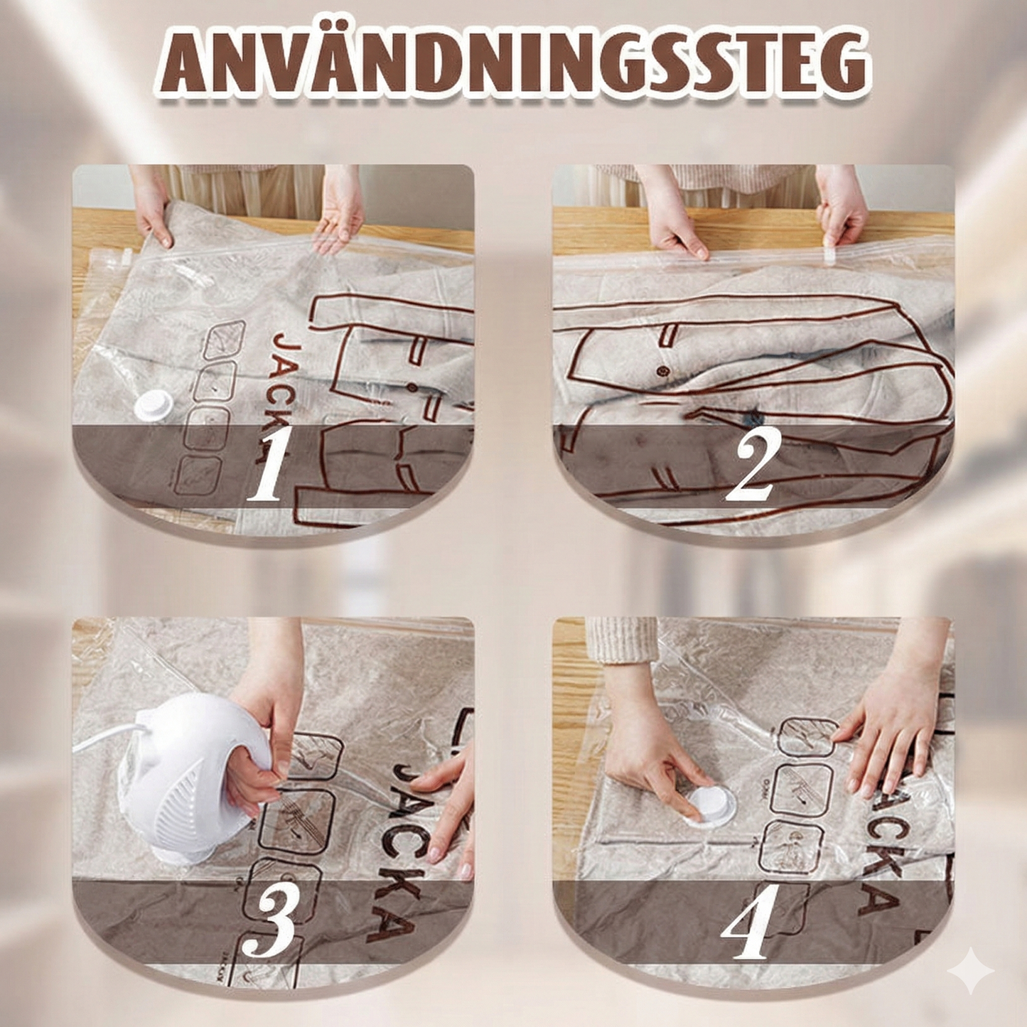 Utrymmesbesparande Vakuumpåsar med Krok – Klädförvaring