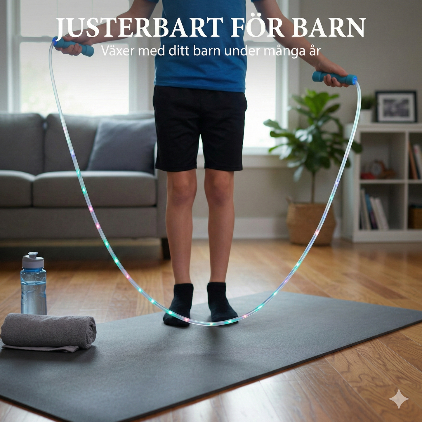 Lysande LED-Hopprep för Barn – Justerbar Längd & 3 Ljuslägen