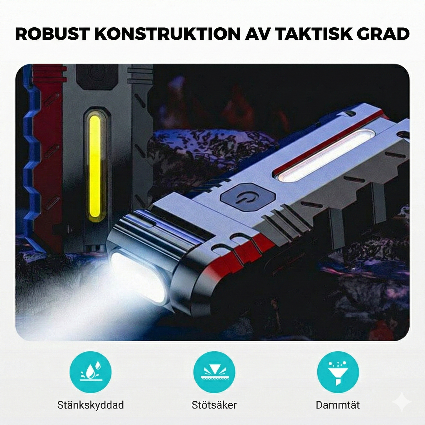 LED-arbetslampa med 180° vridbart huvud