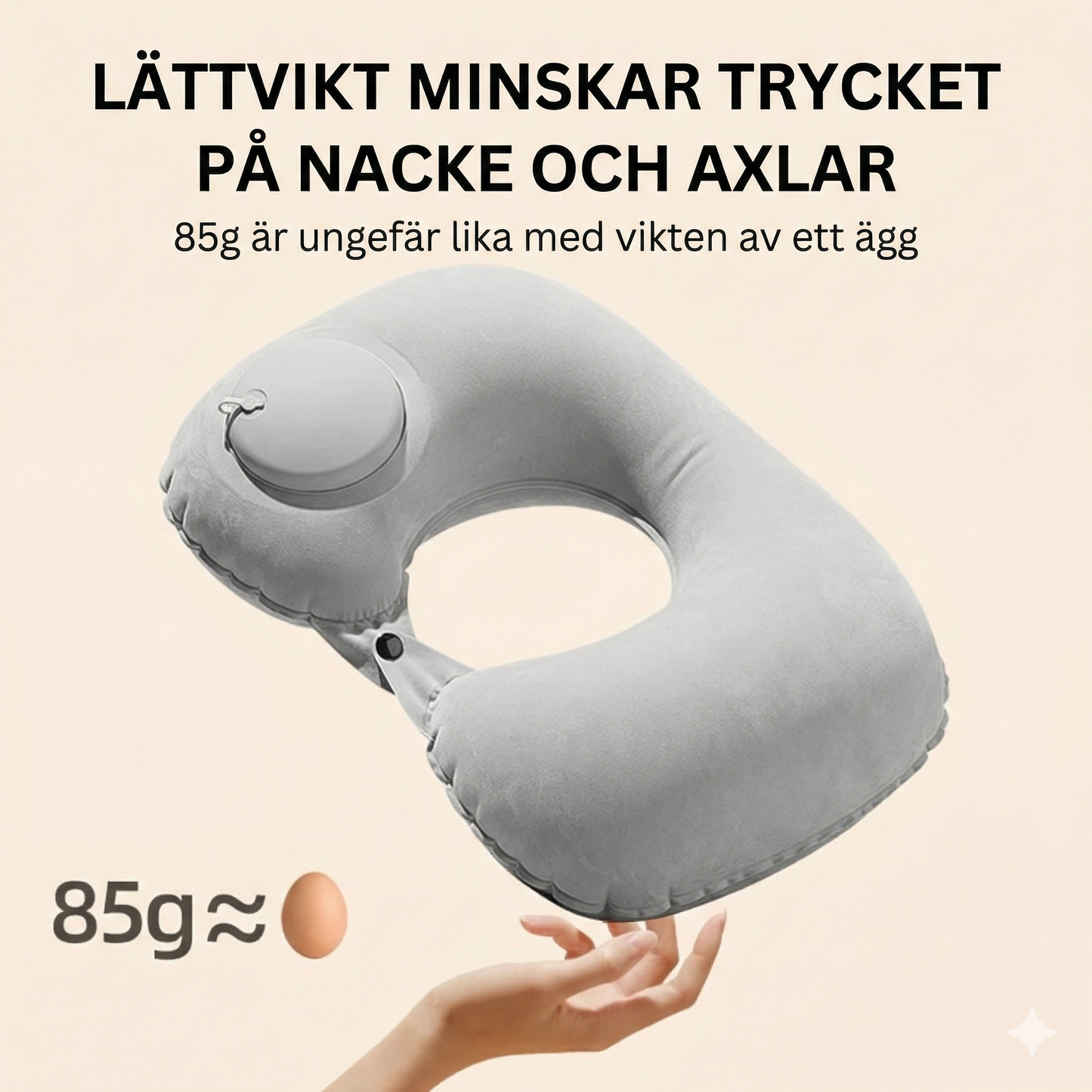 U-formad Nackkudde med Smart Presspump för Uppblåsning och Justerbart Nackstöd