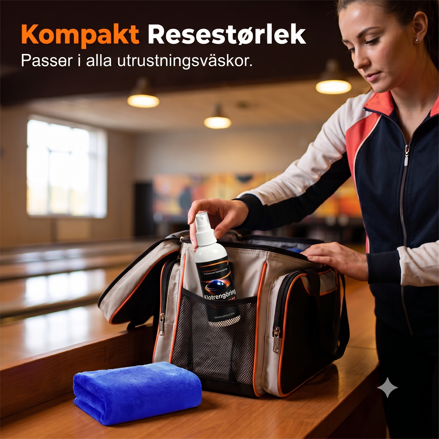 Professionell oljelösande rengöringsspray för bärbara bowlingklot med absorberande trasa