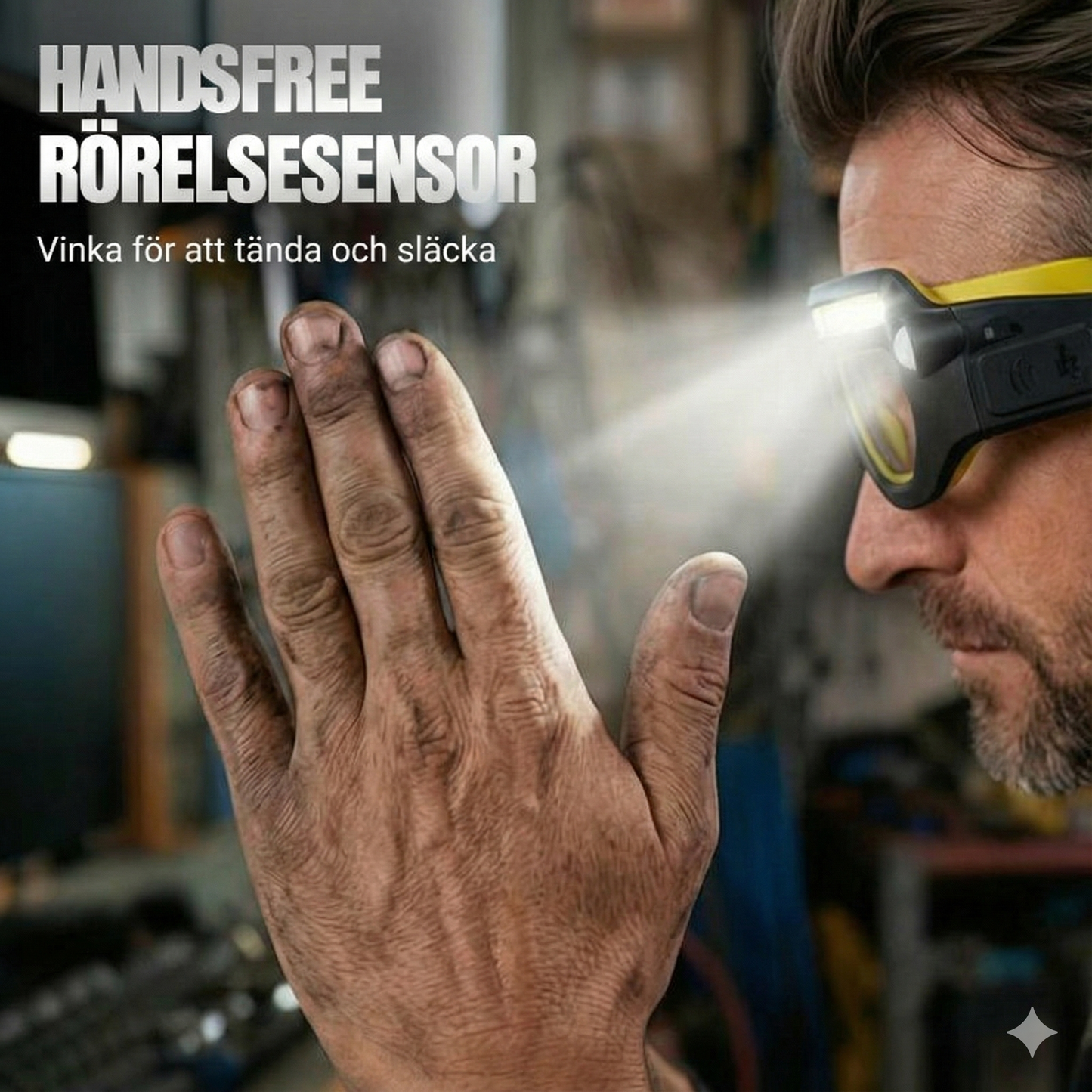 Uppladdningsbar LED-Glasögonlampa med Rörelsesensor & 5 Ljuslägen
