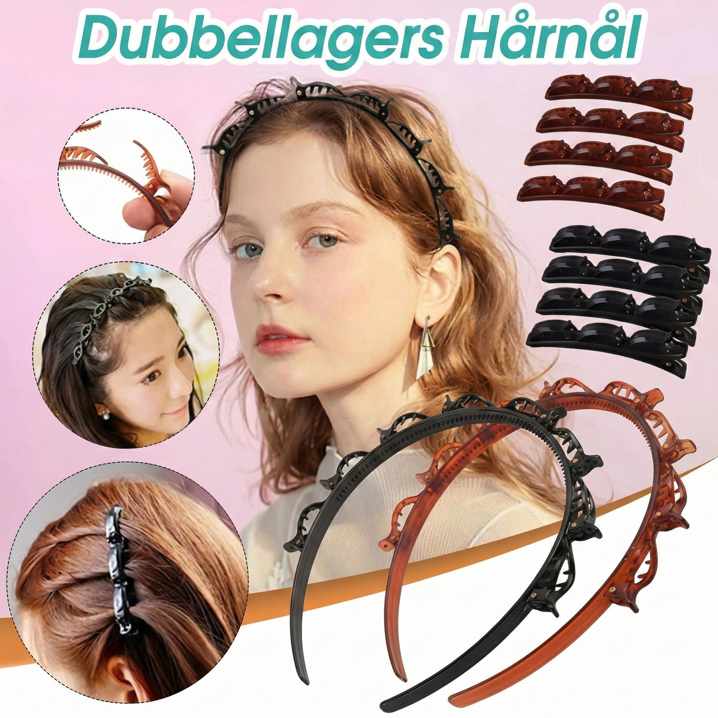 Flätat Diadem med Integrerade Hårspännen – För Enkel Styling