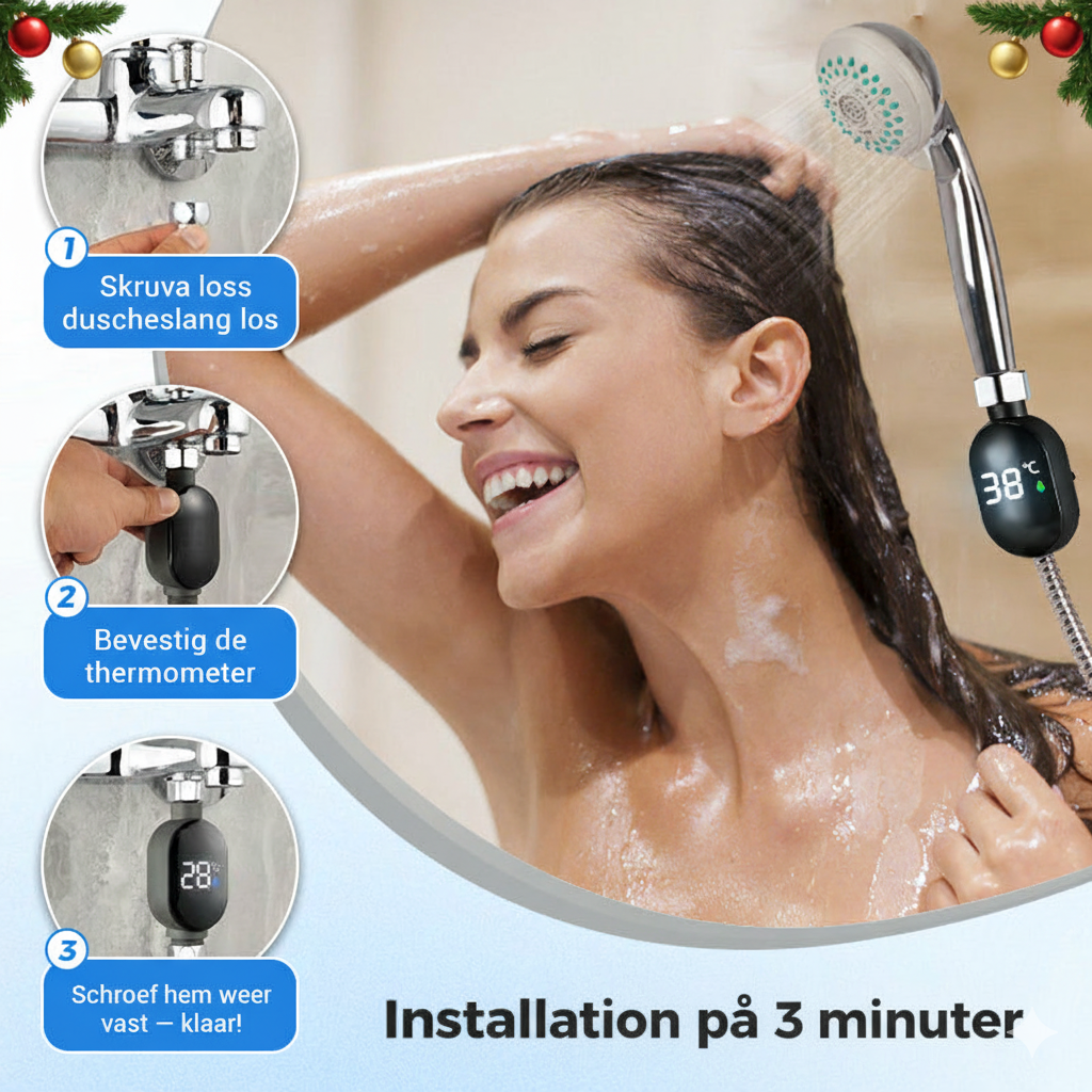 Exakt & Lättinstallerad Duschtermometer