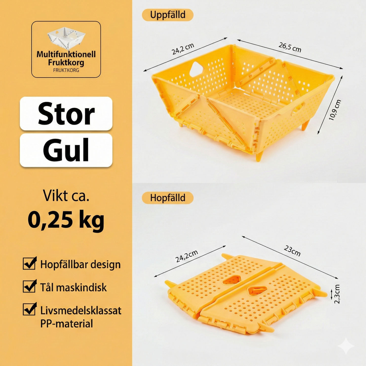 Hopfällbar Förvaringskorg för Kök och Hem
