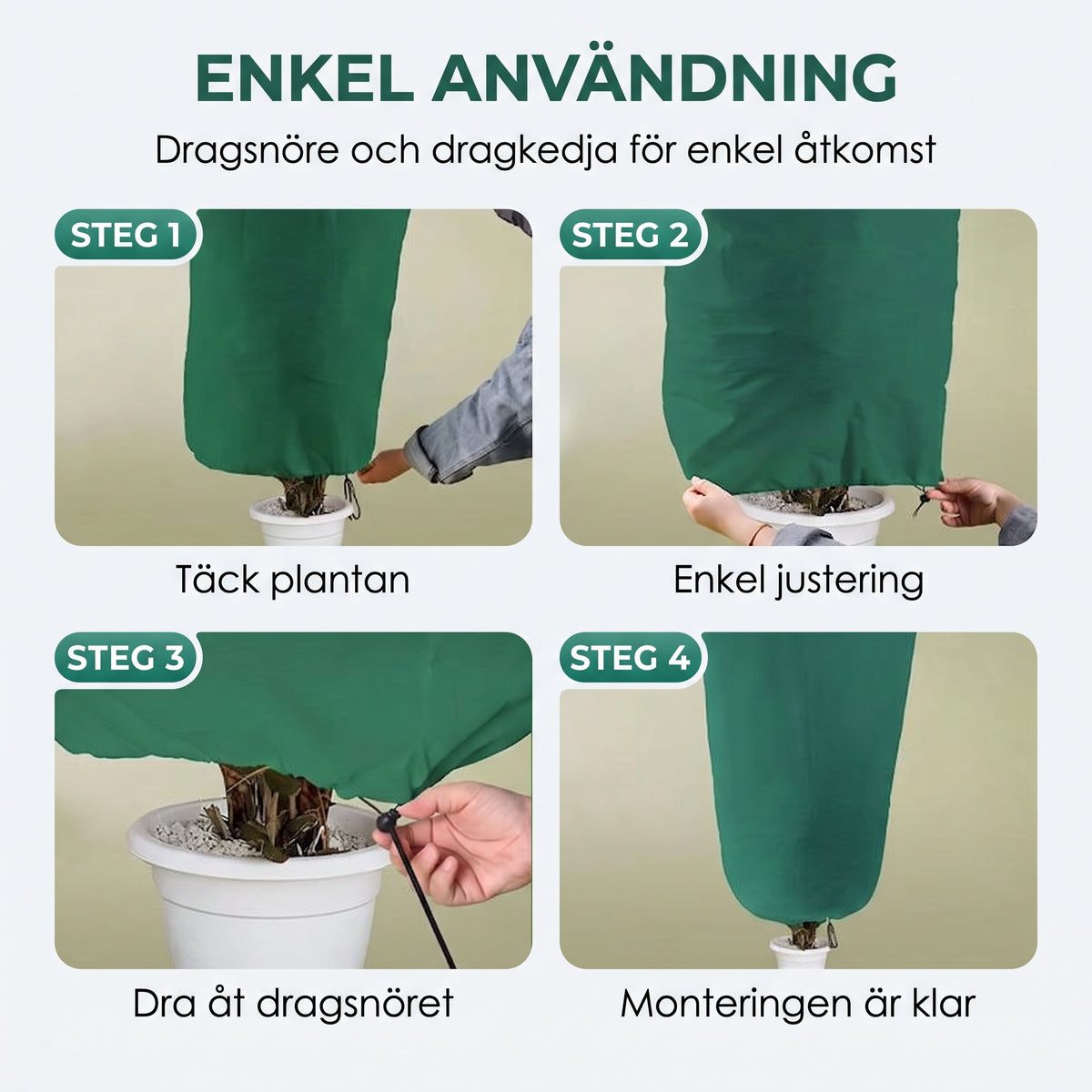 Vinteröverdrag för växter med dragkedja och dragsko – Frostsäkert, transparent fönster och robust design – Perfekt för fruktträd, grönsaker och krukväxter