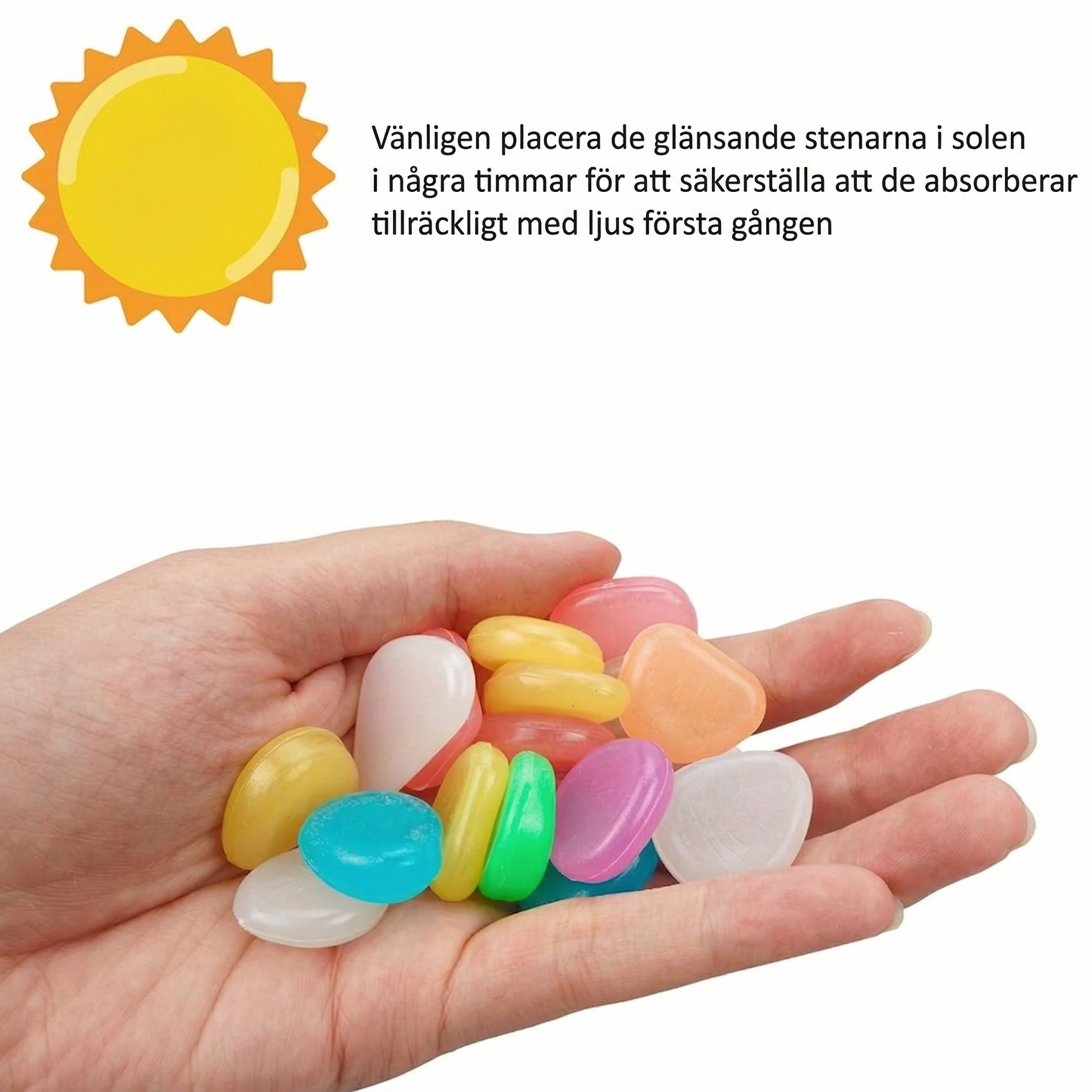 Mångfärgade Lysande Stenar för Gångar och Planteringar