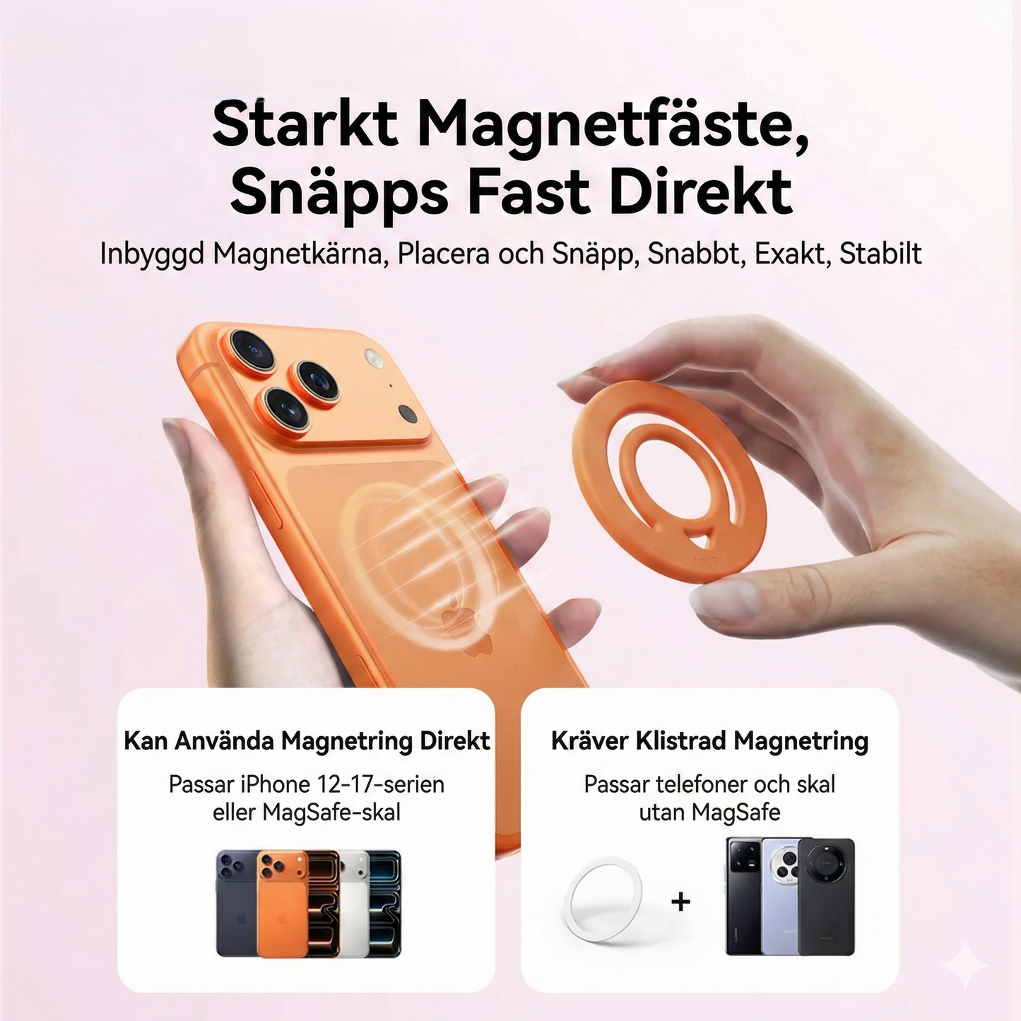 2-i-1 Magnetring & Hållare – Fäster på Metallytor