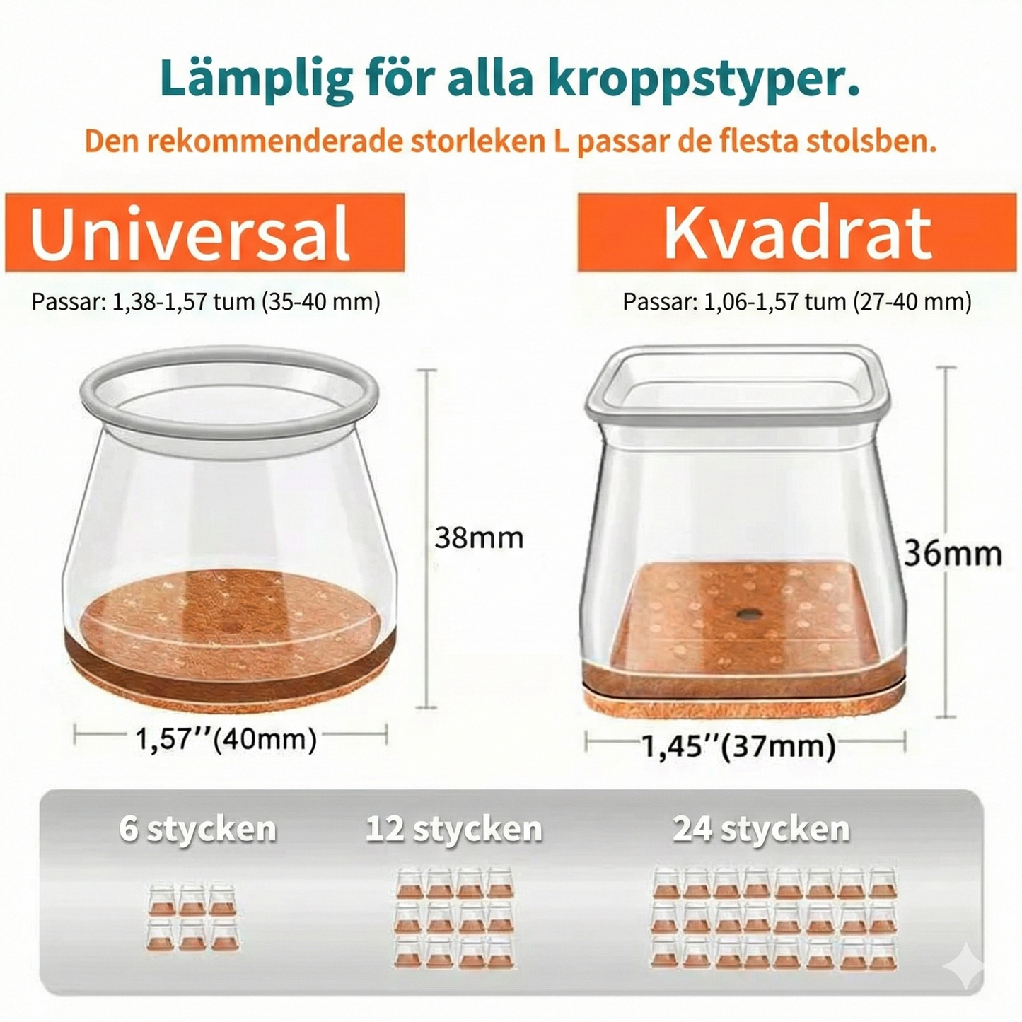 Universella Stolsben Skydd i Gummi