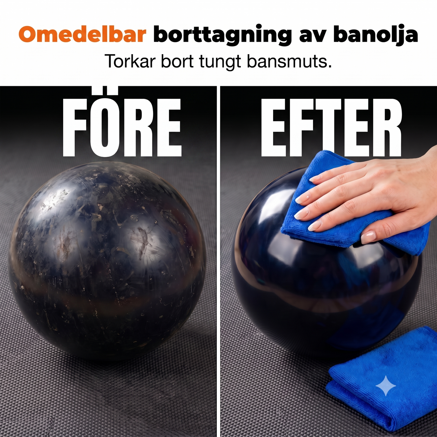 Professionell oljelösande rengöringsspray för bärbara bowlingklot med absorberande trasa