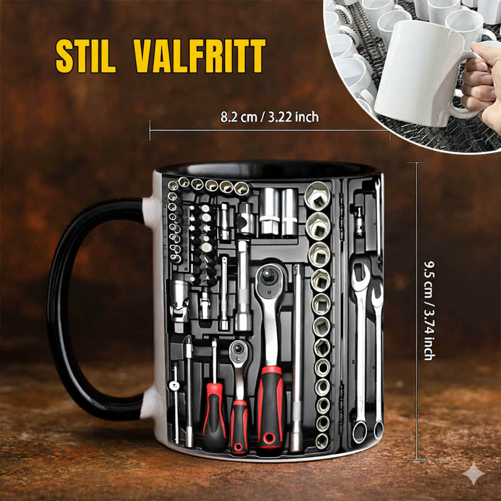 3D-Kaffemugg med Verktygslådedesign