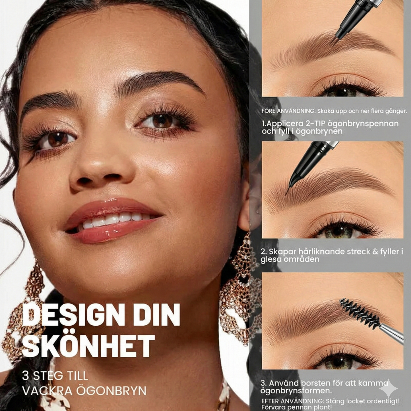 Vattenfast 4D Ögonbrynspenna – 2-i-1 med Eyeliner