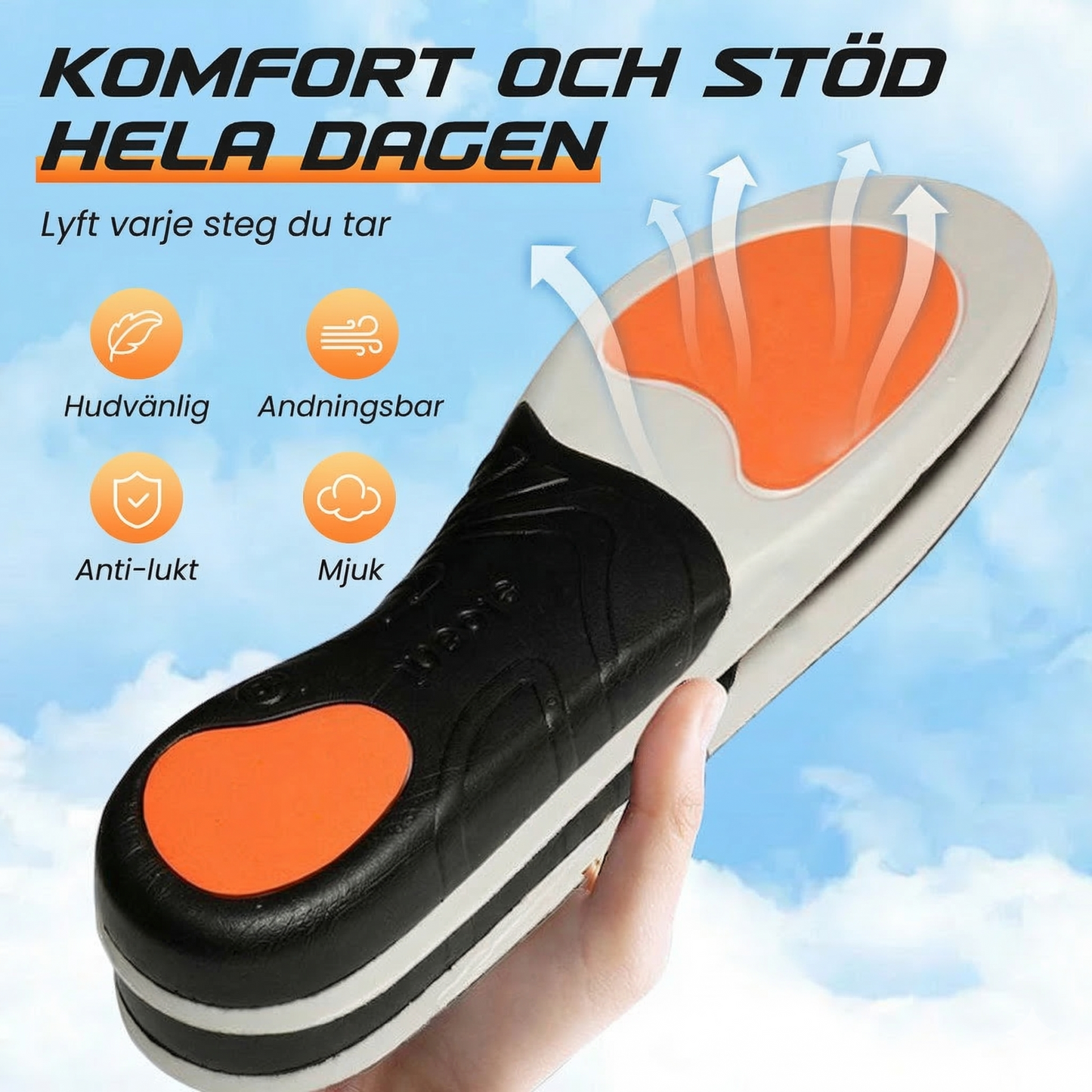 Sportinlägg med Vridstyvt TPU-skal och Hålfotsstöd