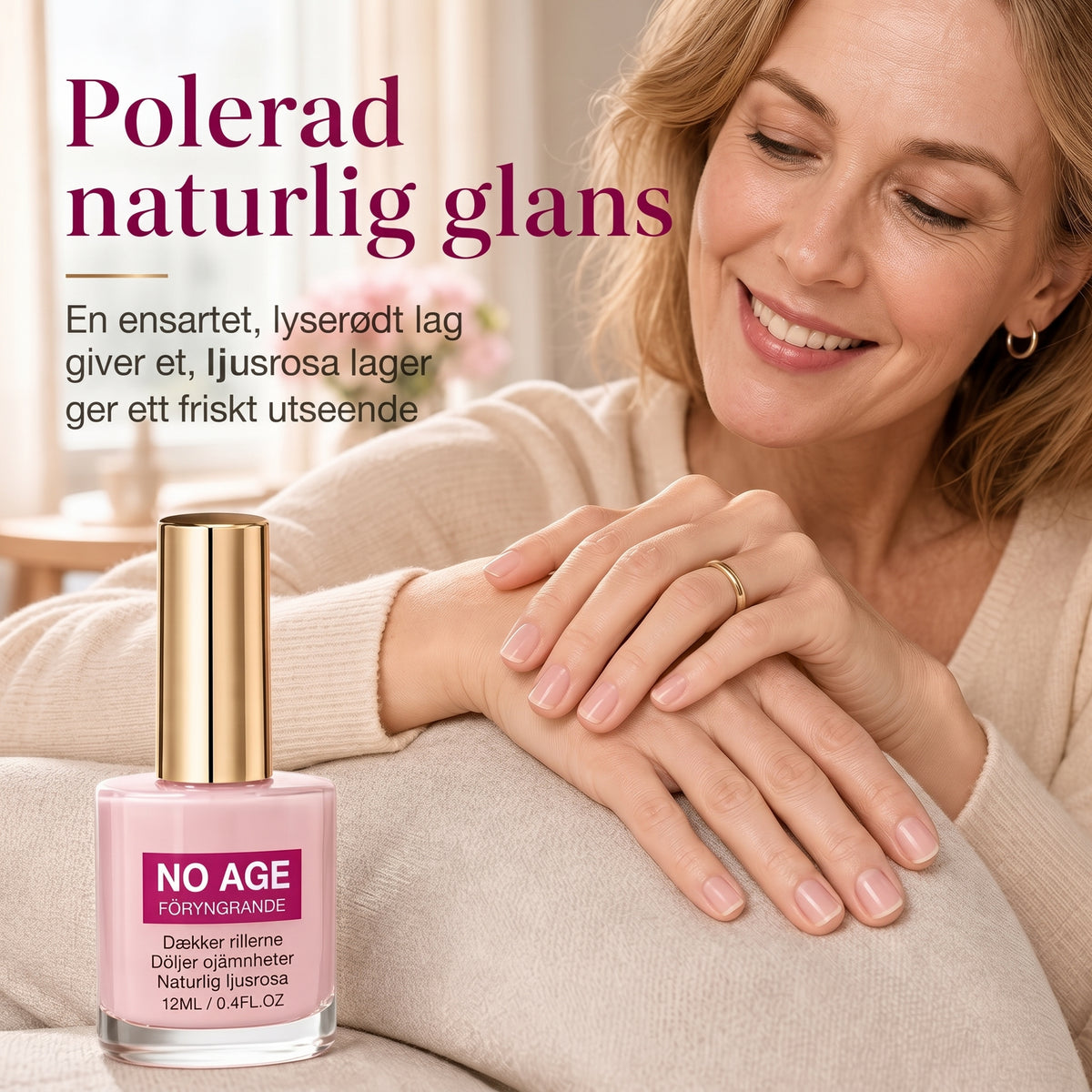 Nude Rosa Nagelstärkare med Optisk Utslätning och Hög Glans