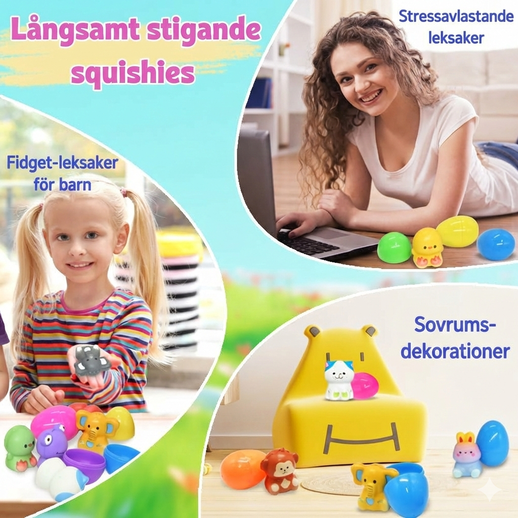 Färdigfyllda Påskägg med Söta Squishy-Överraskningar (12/24-Pack)