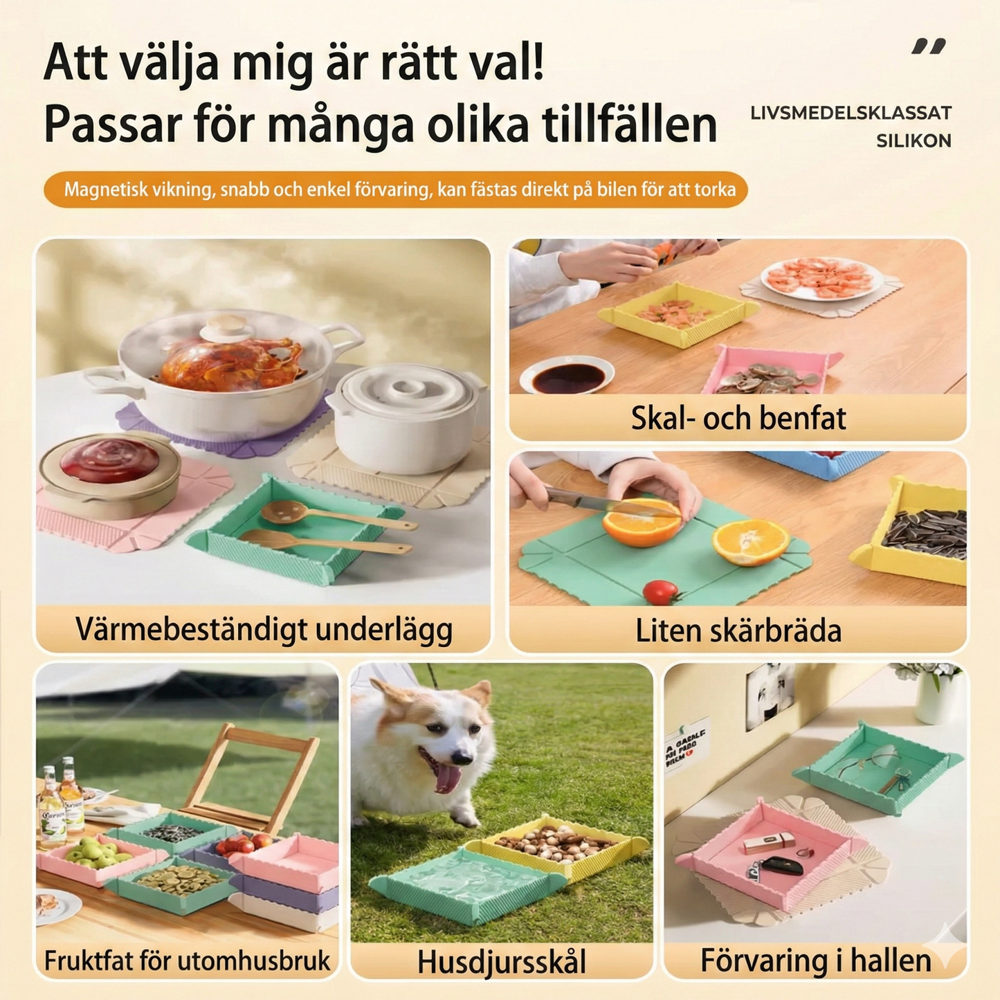 Vikbart Grytunderlägg i Silikon – Värmetåligt