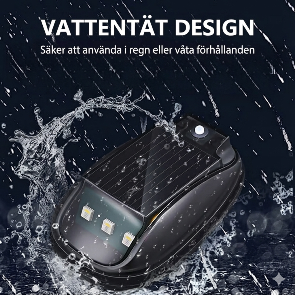 Solcellsdriven LED-Taklampa för Bil med Sensor & Fjärrkontroll